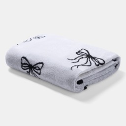 OHS 100% Cotton Bow Print Hand Towel - Monochrome - thumbnail 4