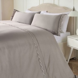 OHS Scallop Edge Contrast Duvet Cover Set, Grey/Silver - King - thumbnail 1