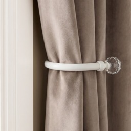 OHS 2 Pack Crystal Ball Curtain Rod Tie Backs - Cream - thumbnail 1
