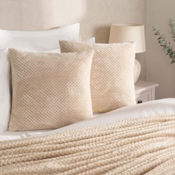 OHS 2 Pack Waffle Fleece Cushion Covers, Mink - 45 x 45 cm - thumbnail 1