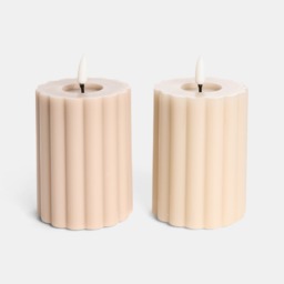 OHS LED Ribbed Candles, Cream/Natural - 2 Pack - thumbnail 2