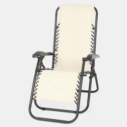 OHS 2 Pack Zero Gravity Sun Lounging Garden Chairs - Cream - thumbnail 4