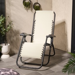 OHS 2 Pack Zero Gravity Sun Lounging Garden Chairs - Cream - thumbnail 3