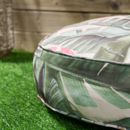 OHS Indoor/Outdoor Round Tropical Print Filled Cushion - Green - thumbnail 3