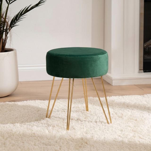 OHS Matte Velvet Hairpin Stool - Deep Forest Green - image 1