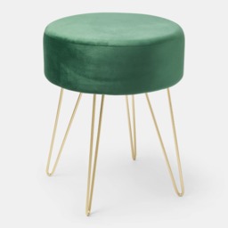 OHS Matte Velvet Hairpin Stool - Deep Forest Green - thumbnail 2