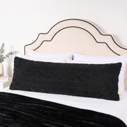 OHS Cable Knit Bolster Pillow - Black