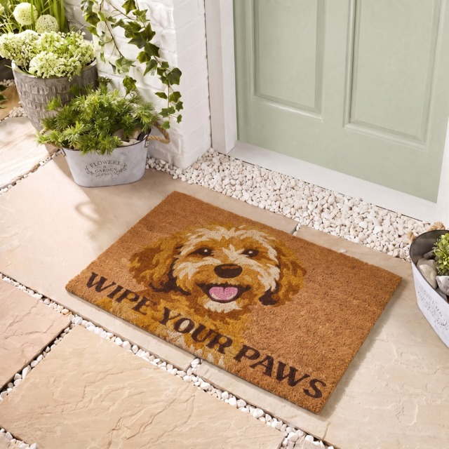 OHS Dog Print Coir Mat - Brown - image 1