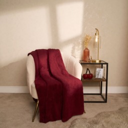 OHS Teddy Fleece Throw, Wine - 200 x 240cm - thumbnail 2