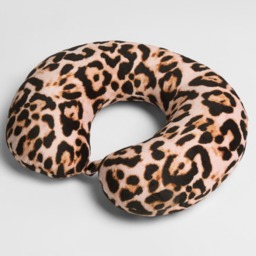 OHS Leopard Print Travel Neck Pillow - Natural