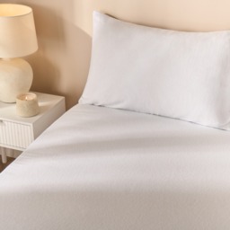 OHS Brushed Cotton Fitted Sheet, White - Single - thumbnail 1