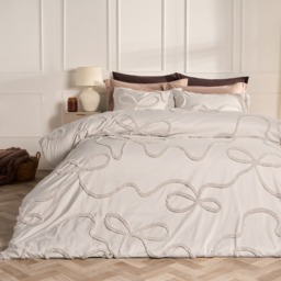 OHS Bows Tufted Duvet Cover Set, Stone - King