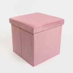 OHS Matte Velvet Foldable Cube Storage Ottoman - Blush Pink - thumbnail 4