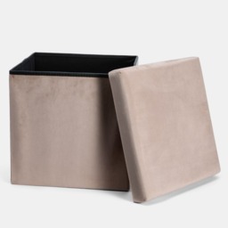 OHS Matte Velvet Foldable Cube Storage Ottoman - Mink - thumbnail 5
