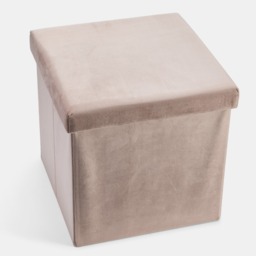 OHS Matte Velvet Foldable Cube Storage Ottoman - Mink - thumbnail 4