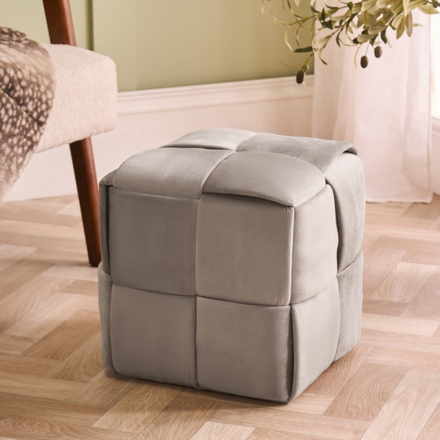OHS Matte Velvet Footstool - Natural - image 1