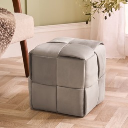 OHS Matte Velvet Footstool - Natural - thumbnail 1