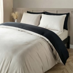 OHS Reversible Duvet Cover Set, Black/Natural - Double - thumbnail 5