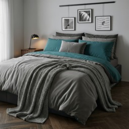 OHS Reversible Duvet Set, Teal/Grey -  Single - thumbnail 4