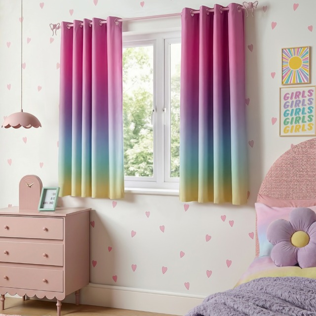 "OHS Kids Ombre Eyelet Blackout Curtain, Multi - 66 x 54""" - image 1