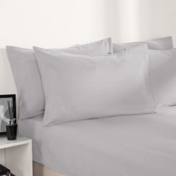 OHS Plain Dyed Deep Fitted Sheet, Silver - King - thumbnail 3