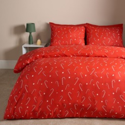 OHS Christmas Candy Cane Duvet Cover Set, Red - Double