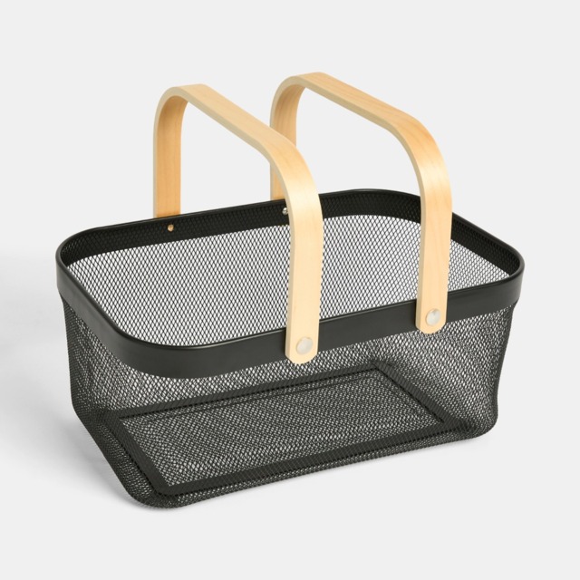 OHS Double Mesh Wire Metal Storage Basket - Black - image 1