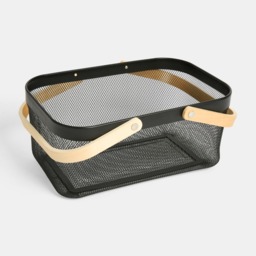 OHS Double Mesh Wire Metal Storage Basket - Black - thumbnail 2