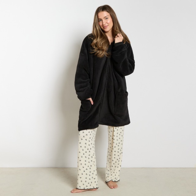 OHS Adults Zipper Hoodie Blanket - Black - image 1