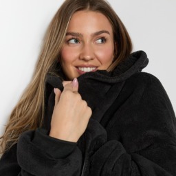OHS Adults Zipper Hoodie Blanket - Black - thumbnail 4