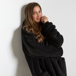 OHS Adults Zipper Hoodie Blanket - Black - thumbnail 3