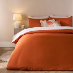 OHS Plain Reversible Duvet Set, Rust/Stone -  Double - thumbnail 1