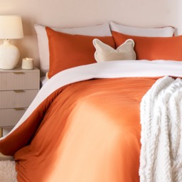 OHS Plain Reversible Duvet Set, Rust/Stone -  Double - thumbnail 2