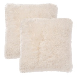 OHS 2 Pack Fluffy Cushion Covers, Cream - 45 x 45cm - thumbnail 5
