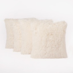 OHS 2 Pack Fluffy Cushion Covers, Cream - 45 x 45cm - thumbnail 2