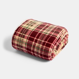OHS Traditional Christmas Check Printed Throw - Red - thumbnail 3