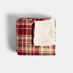 OHS Traditional Christmas Check Printed Throw - Red - thumbnail 4