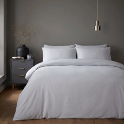 OHS Plain Duvet Cover Set, Silver - Single - thumbnail 1