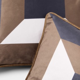 OHS Square Print Matte Velvet Cushion Covers, Brown/White - 45 x 45cm - thumbnail 3