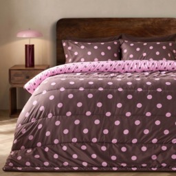 OHS Polka Dot 10.5 Tog Reversible Coverless Set, Brown/Pink - King