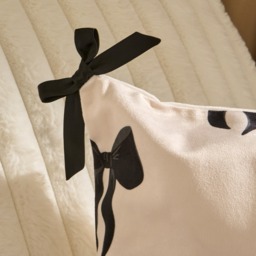 OHS 4 Pack Bow Print Cushion Covers with Cushion - Monochrome - thumbnail 2
