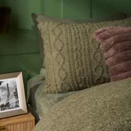 OHS Cable Knit Fleece Duvet Cover Set, Woodland Green - King - thumbnail 3