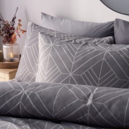 OHS Isaac Geometric Duvet Cover Set, Grey - Double - thumbnail 3