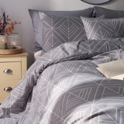 OHS Isaac Geometric Duvet Cover Set, Grey - Double - thumbnail 2