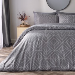 OHS Isaac Geometric Duvet Cover Set, Grey - Double - thumbnail 1