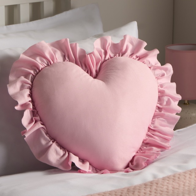 OHS Frill Heart Shaped Scatter Cushion - Pink - image 1