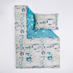 OHS Kids Gaming Console Print Reversible Duvet Cover Set, Grey/Blue - Single - thumbnail 5