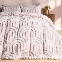 OHS Tufted Arches Quilted Coverless 7.5 Tog Duvet Set, Stone - Double