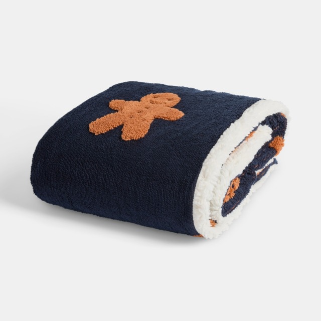 OHS Tufted Gingerbread Fleece Throw - Navy - image 1