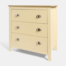OHS Chicago 3 Drawer Bedside Table - Cream - thumbnail 4